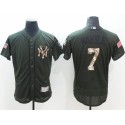 Yankees #7 Mickey Mantle Green Flexbase Authentic Collection Salute To Service Stitched Jersey