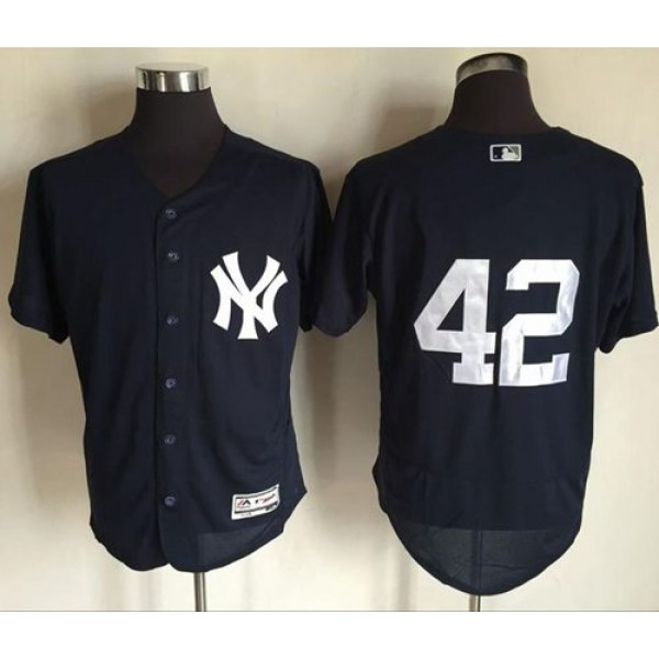 Yankees #42 Mariano Rivera Navy Blue Flexbase Authentic Collection Stitched Jersey