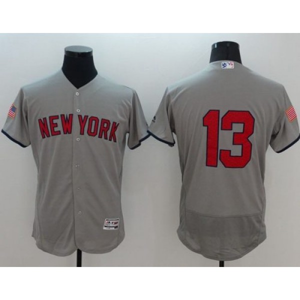 Yankees #13 Alex Rodriguez Grey Fashion Stars Stripes Flexbase Authentic Stitched Jersey