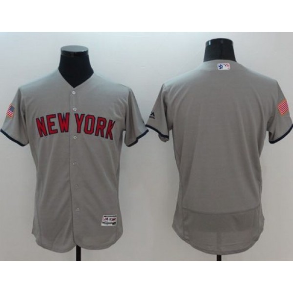 Yankees Blank Grey Fashion Stars Stripes Flexbase Authentic Stitched Jersey