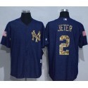 Yankees #2 Derek Jeter Denim Blue Salute To Service Stitched Jersey
