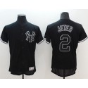 Yankees #2 Derek Jeter Black Fashion Flexbase Authentic Collection Stitched Jersey