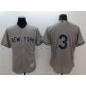 Yankees #3 Babe Ruth Grey Flexbase Authentic Collection Stitched Jersey
