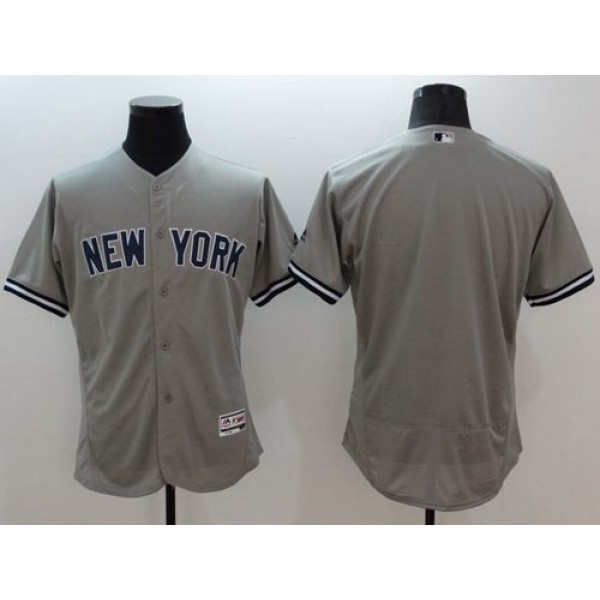 Yankees Blank Grey Flexbase Authentic Collection Stitched Jersey
