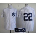 Yankees #22 Jacoby Ellsbury White Autographed Stitched Jersey
