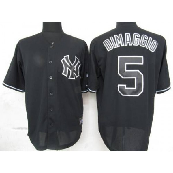 Yankees #5 Joe DiMaggio Black Fashion Stitched Jersey