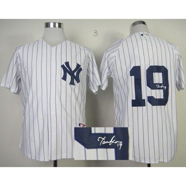 Yankees #19 Masahiro Tanaka White Autographed Stitched Jersey