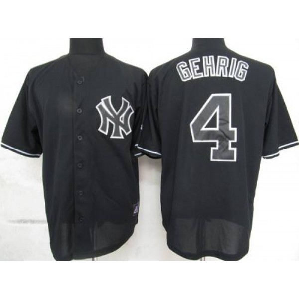 Yankees #4 Lou Gehrig Black Fashion Stitched Jersey
