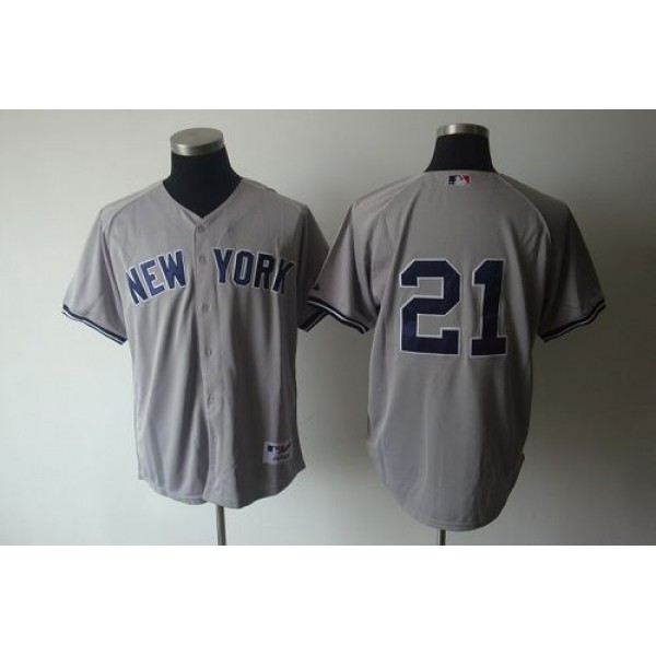 Yankees #21 Paul O'Neill Grey Stitched Jersey