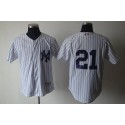 Yankees #21 Paul O'Neill White Cooperstown Stitched Jersey