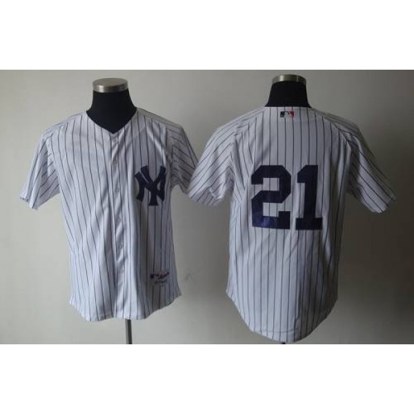Yankees #21 Paul O'Neill White Cooperstown Stitched Jersey