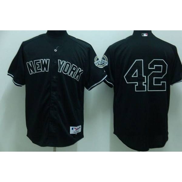 Yankees #42 Mariano Rivera Stitched Black Jersey