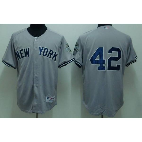 Yankees #42 Mariano Rivera Stitched Grey Jersey