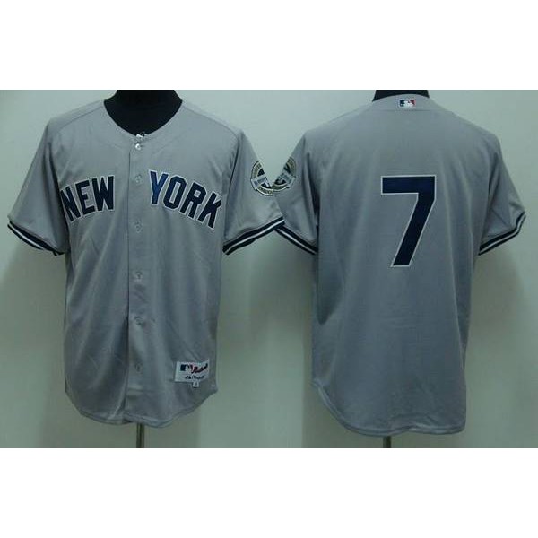 Yankees #7 Mickey Mantle Stitched Grey Jersey