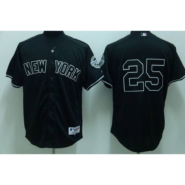 Yankees #25 Mark Teixeira Stitched Black Jersey