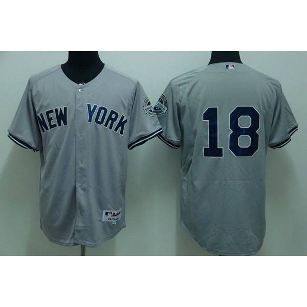 Yankees #18 Johnny Damon Stitched Grey Jersey