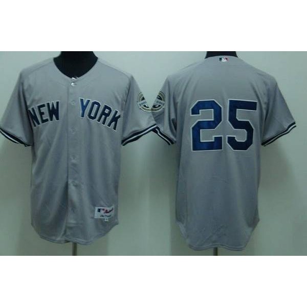 Yankees #25 Mark Teixeira Stitched Grey Jersey