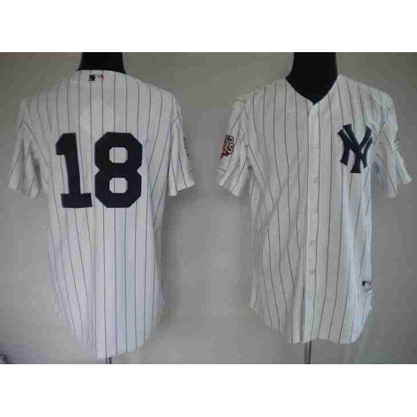 Yankees #18 Johnny Damon Stitched White Jersey