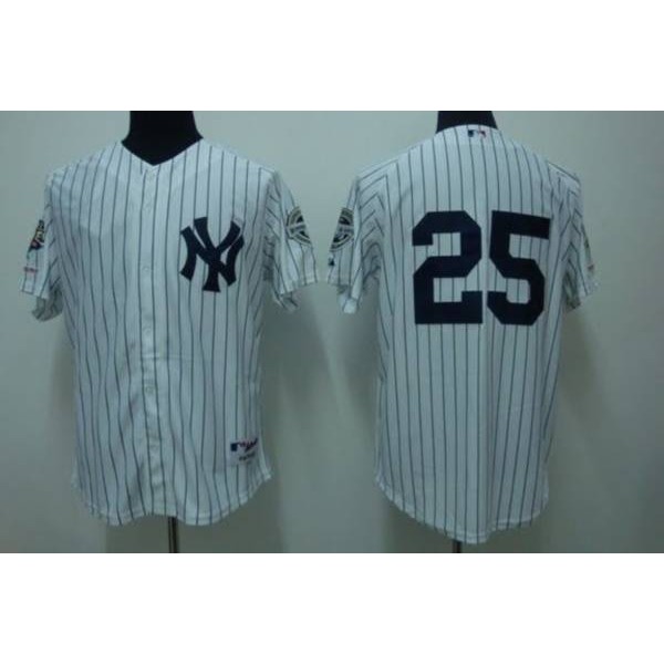 Yankees #25 Mark Teixeira Stitched White Jersey