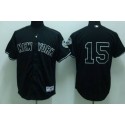 Yankees #15 Thurman Munson Stitched Black Jersey