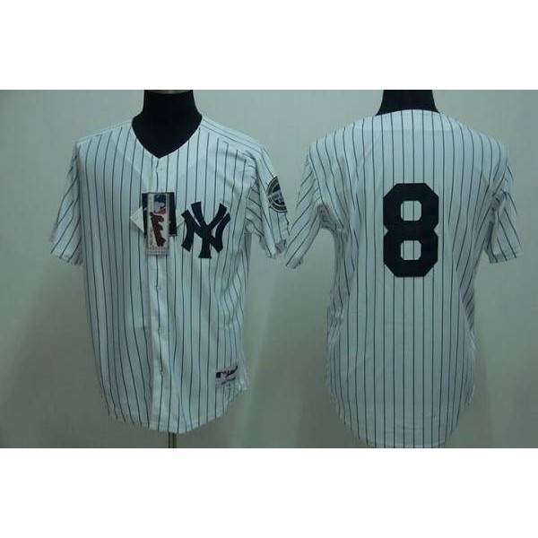 Yankees #8 Yogi Berra Stitched White Jersey