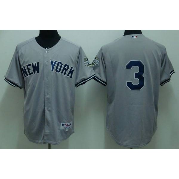 Yankees #3 Babe Ruth Stitched Grey Jersey