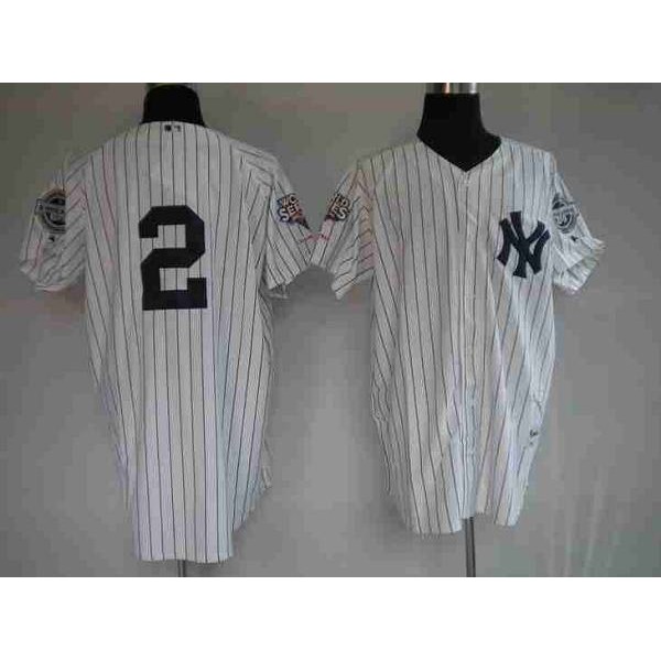 Yankees #2 Derek Jeter Stitched White Jersey