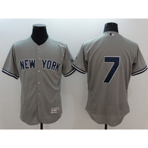 Yankees #7 Mickey Mantle Grey Flexbase Authentic Collection Stitched Jersey