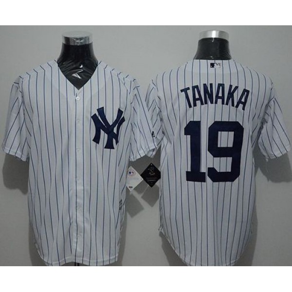 Yankees #19 Masahiro Tanaka White Strip New Cool Base Stitched Jersey