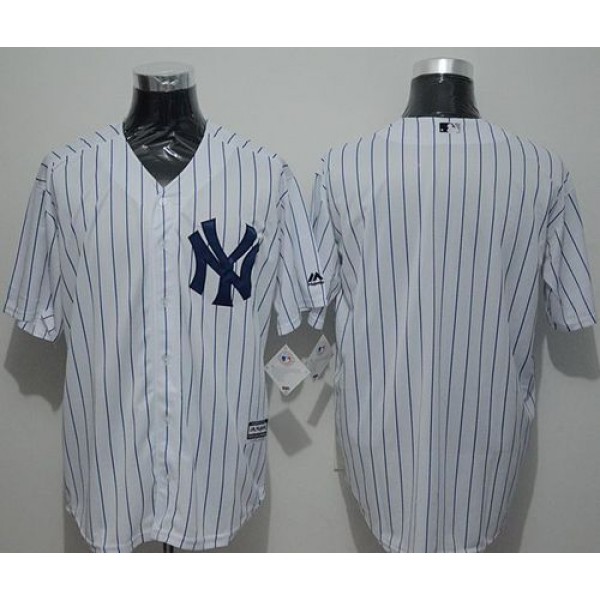 Yankees Blank White Strip New Cool Base Stitched Jersey