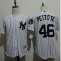Yankees #46 Andy Pettitte White Strip New Cool Base Stitched Jersey