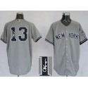 Yankees #13 Alex Rodriguez Grey Autographed Stitched Jersey