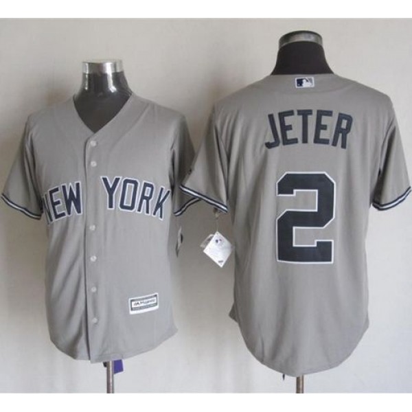 Yankees #2 Derek Jeter Grey New Cool Base Stitched Jersey