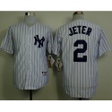 Yankees #2 Derek Jeter White Name On Back Stitched Jersey