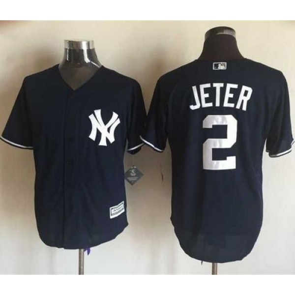 Yankees #2 Derek Jeter Navy Blue New Cool Base Stitched Jersey