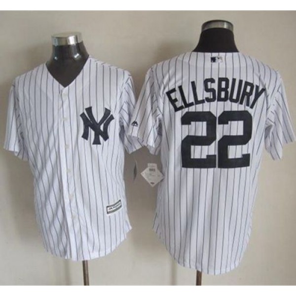 Yankees #22 Jacoby Ellsbury White Strip New Cool Base Stitched Jersey