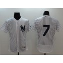 Yankees #7 Mickey Mantle White Strip Flexbase Authentic Collection Stitched Jersey