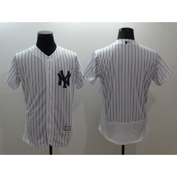 Yankees Blank White Strip Flexbase Authentic Collection Stitched Jersey