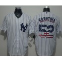 Yankees #52 C.C. Sabathia White Strip USA Flag Fashion Stitched Jersey