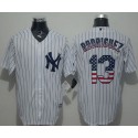 Yankees #13 Alex Rodriguez White Strip USA Flag Fashion Stitched Jersey
