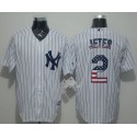 Yankees #2 Derek Jeter White Strip USA Flag Fashion Stitched Jersey