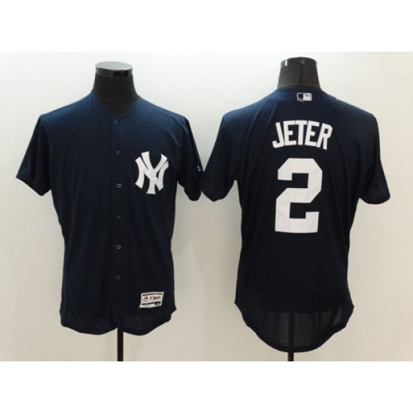 Yankees #2 Derek Jeter Navy Blue Flexbase Authentic Collection Stitched Jersey