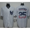 Yankees #25 Mark Teixeira White Strip USA Flag Fashion Stitched Jersey