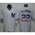 Yankees #22 Jacoby Ellsbury White Strip USA Flag Fashion Stitched Jersey
