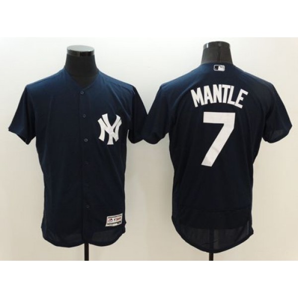 Yankees #7 Mickey Mantle Navy Blue Flexbase Authentic Collection Stitched Jersey