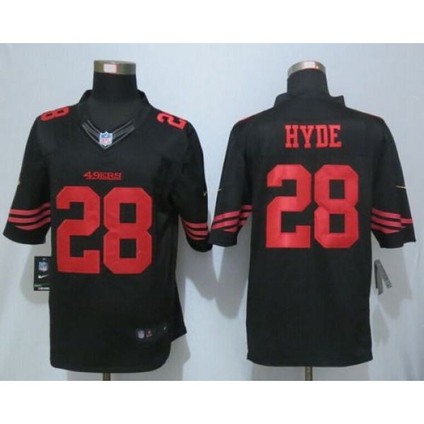 49ers #28 Carlos Hyde Black Alternate Stitched Limited Nike Jersey