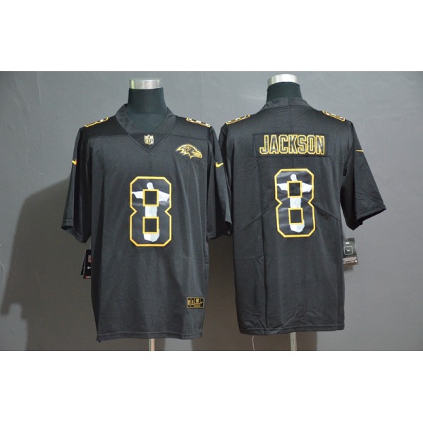 Baltimore Ravens #8 Lamar Jackson Black Jesus Faith Edition Stitched Limited Jersey