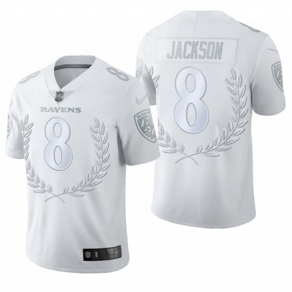 Baltimore Ravens #8 Lamar Jackson Platinum MVP Limited Edition Stitched Football Jersey