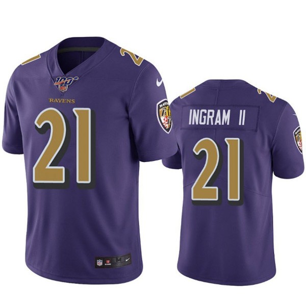 Baltimore Ravens 100th #21 Mark Ingram II Color Rush Purple Jersey