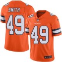 Broncos #49 Dennis Smith Orange Stitched Limited Rush Nike Jersey